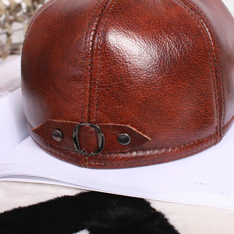 Men's Genuine Leather Beret and Women's Cap (Autumn)