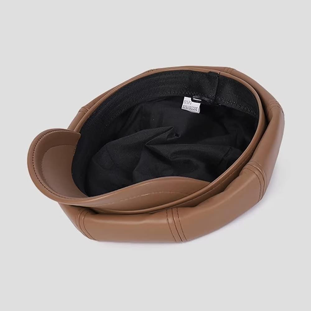 Unisex 8-Panel PU Leather Newsboy Cap – Beige