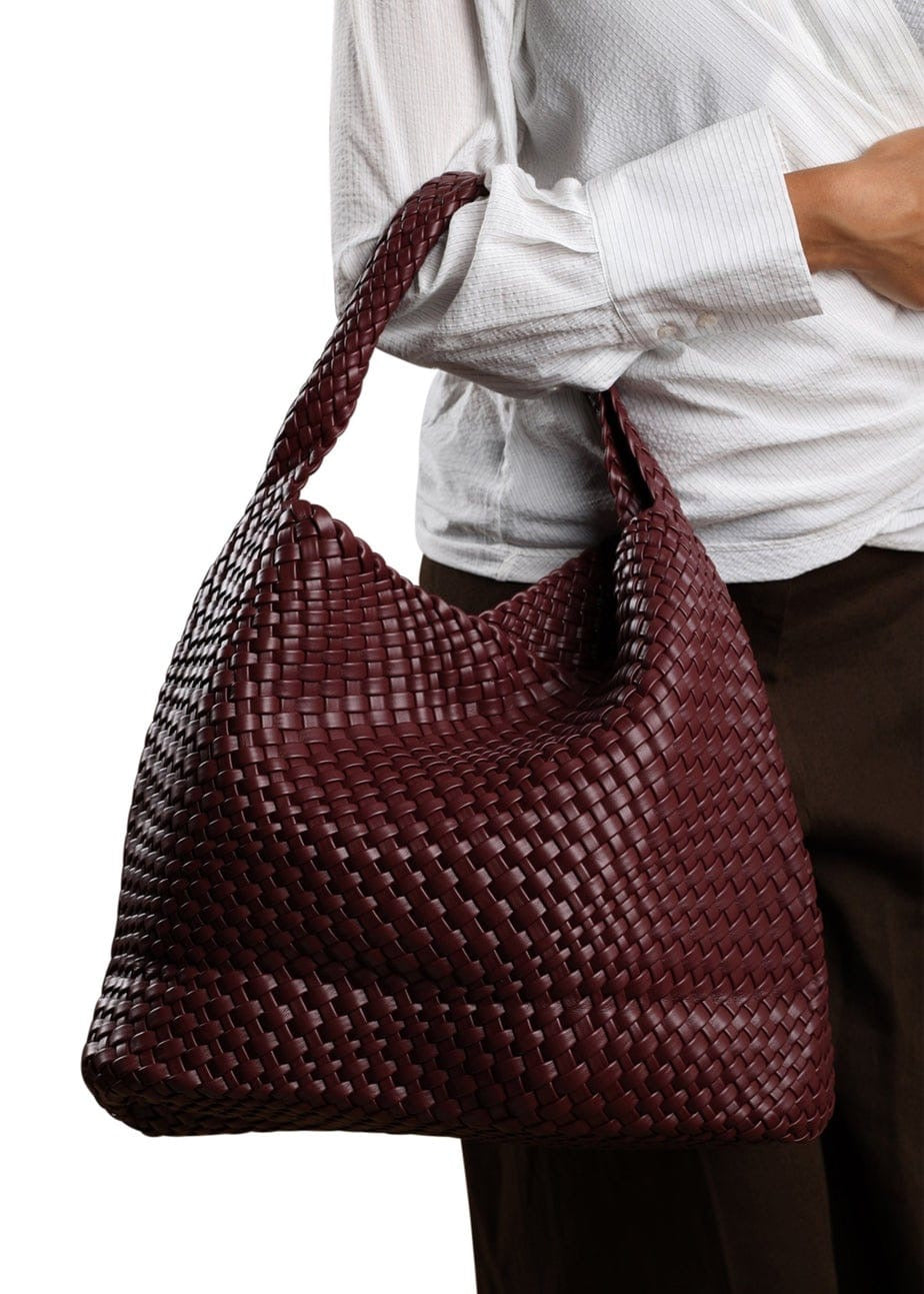 Vegan Leather Woven Handbag