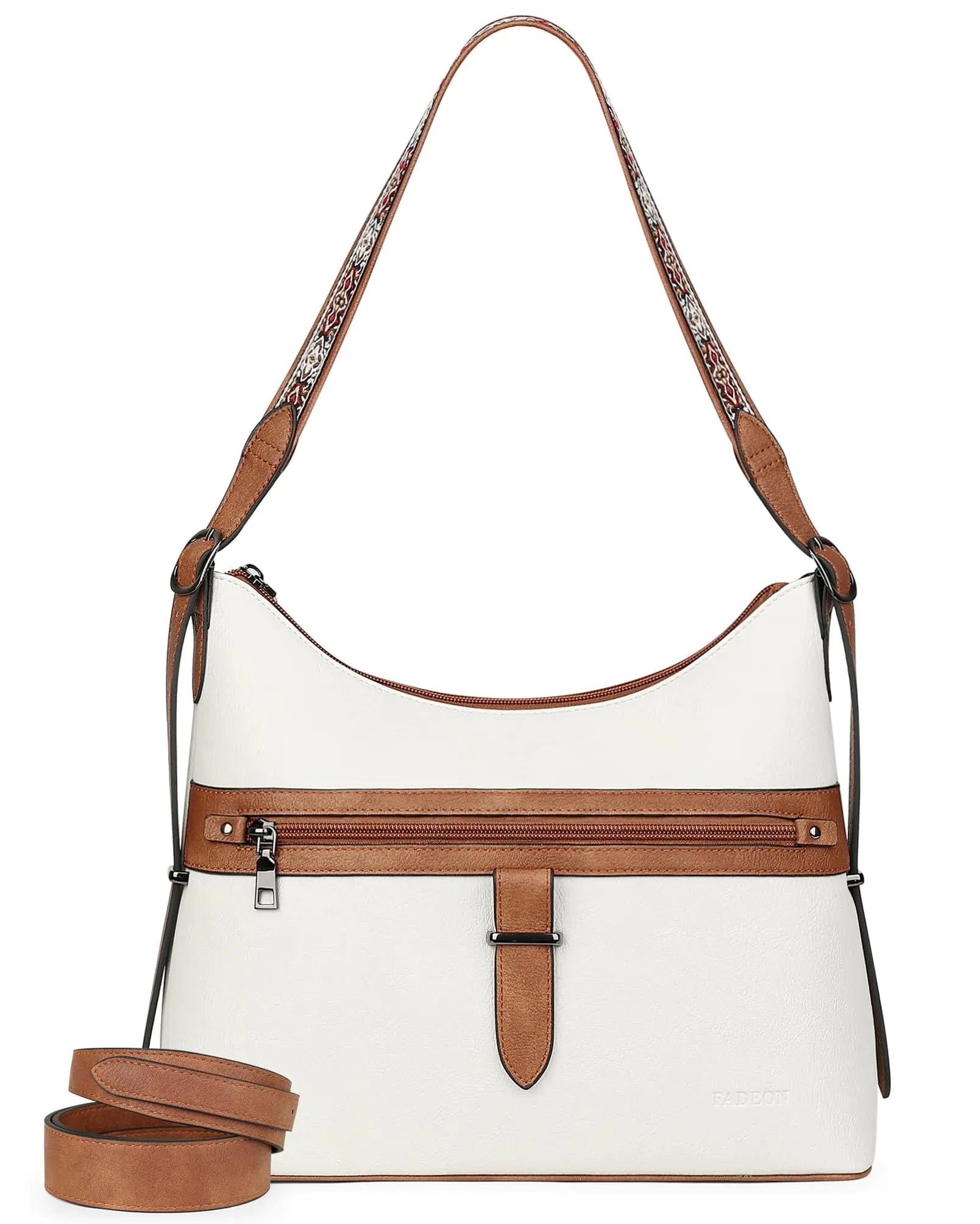 FADEON Vegan Leather Hobo Crossbody Bag for Women – White