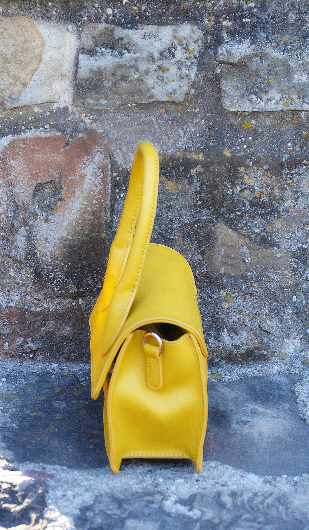 Mini Faux Leather Crossbody Tote Bag – Yellow