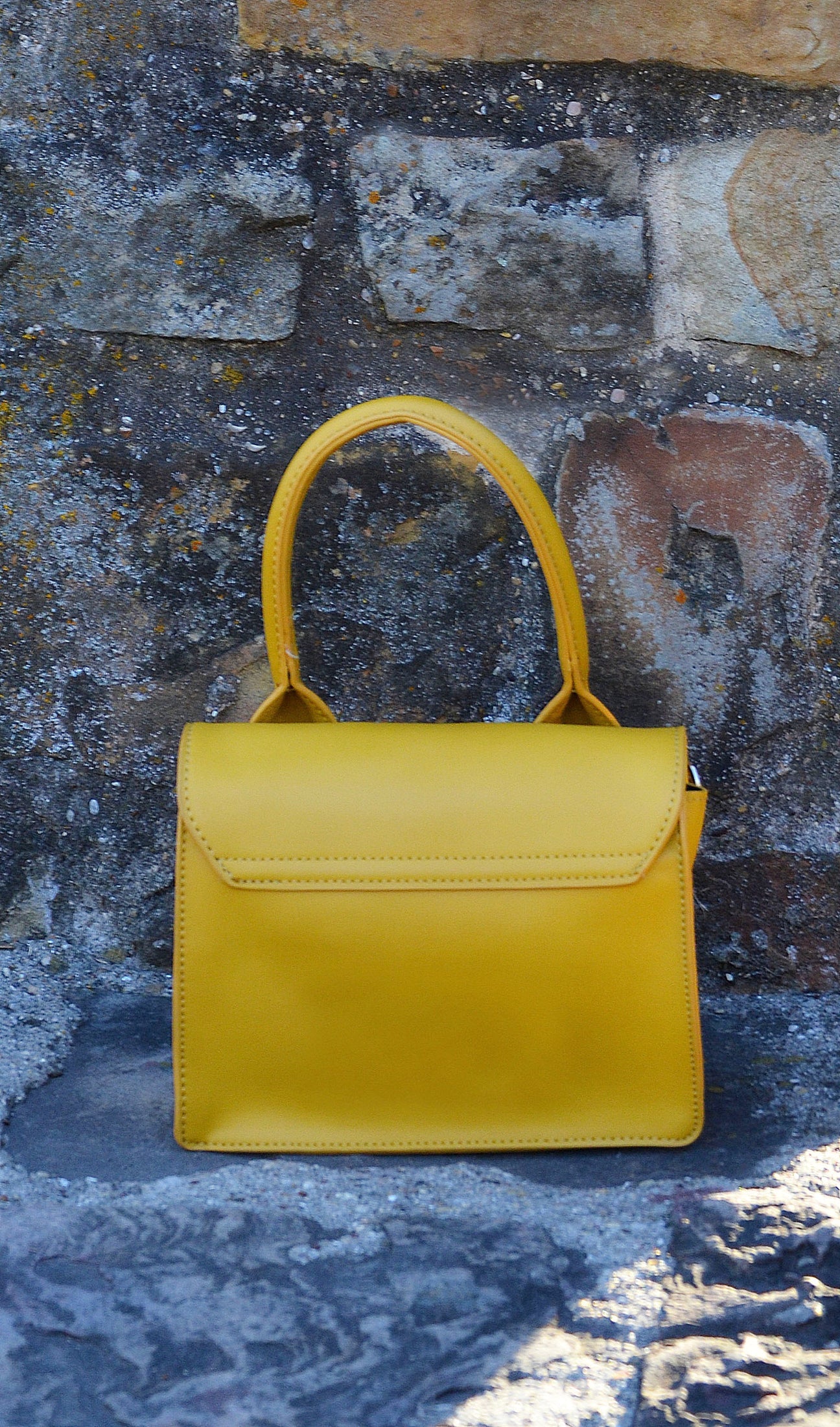 Mini Faux Leather Crossbody Tote Bag – Yellow