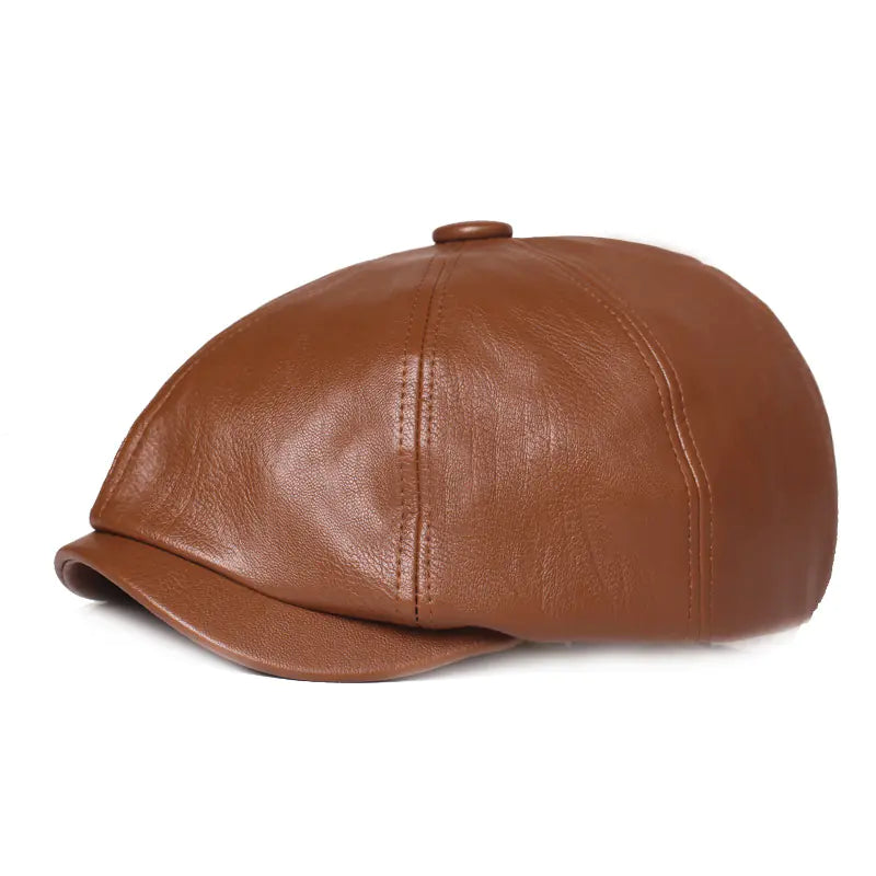 Retro Women's Leather Octagonal Cap