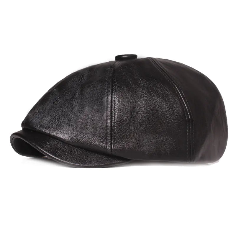 Retro Women's Leather Octagonal Cap