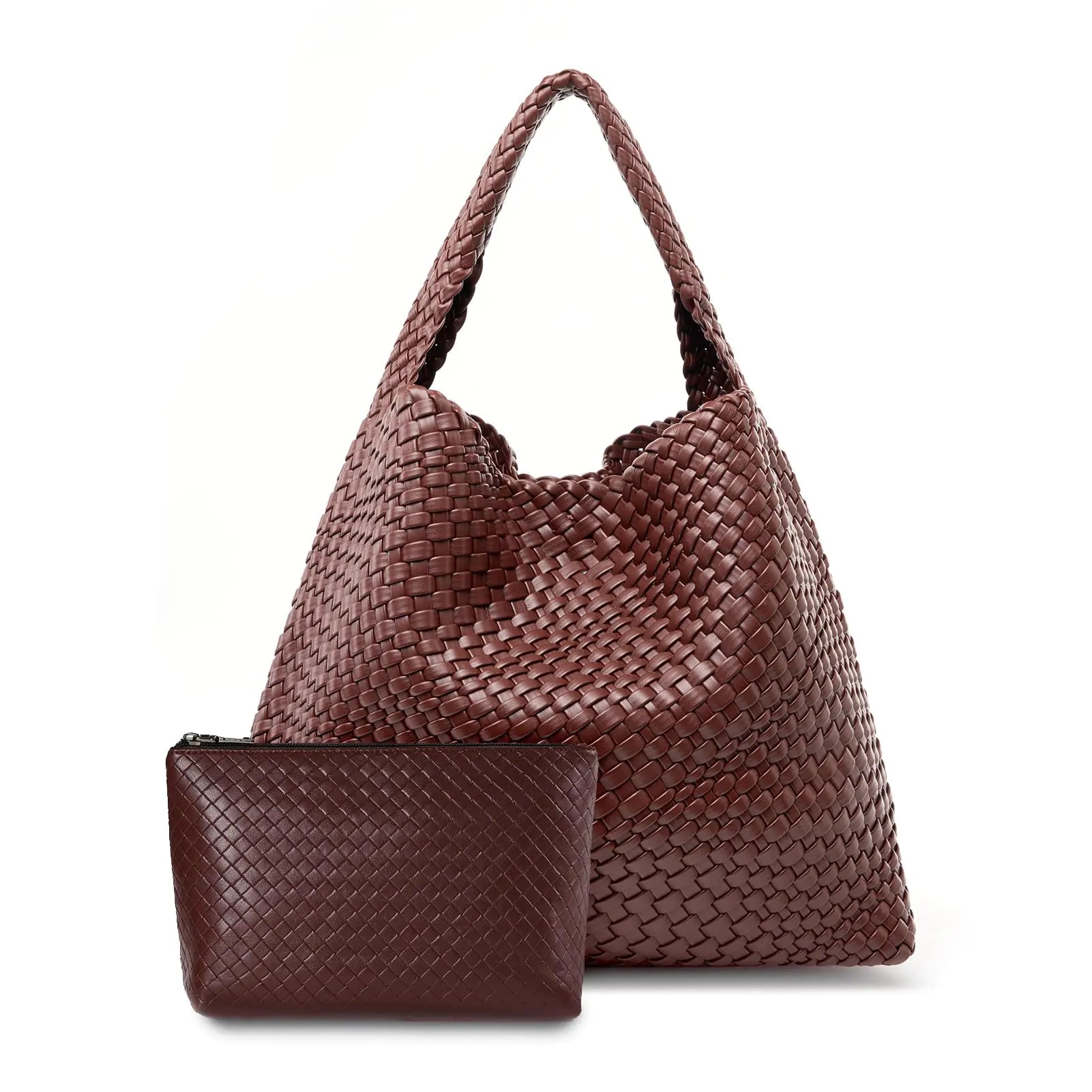 Vegan Leather Woven Handbag