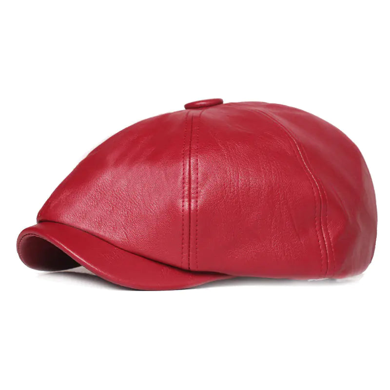 Retro Women's Leather Octagonal Cap