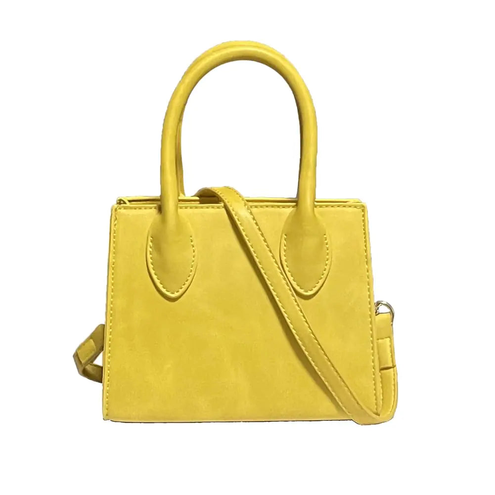 Mini Faux Leather Crossbody Tote Bag – Yellow